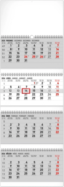 Wandkalender 4‑maands standaard opvouwbaar 2026