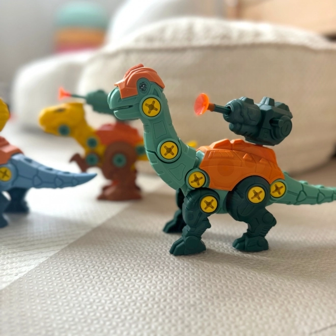 Woopie set dinosaurussen om te schroeven 3 stuks bouwset met koffer en boormachine met schroevendraaier