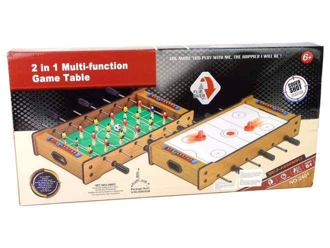Houten tafel 2 in 1 tafelvoetbal en airhockey
