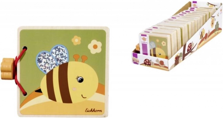 Houten prentenboekje voor kinderen, 8 pagina’s, 8 × 8 cm