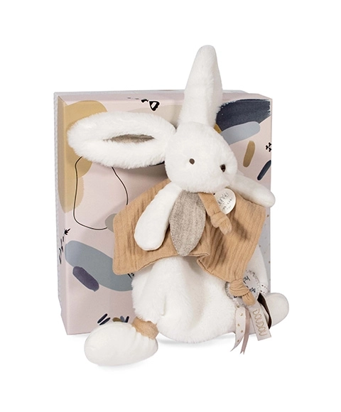 Doudou Plüschhase mit Schnuffeltuch beige 25 cm