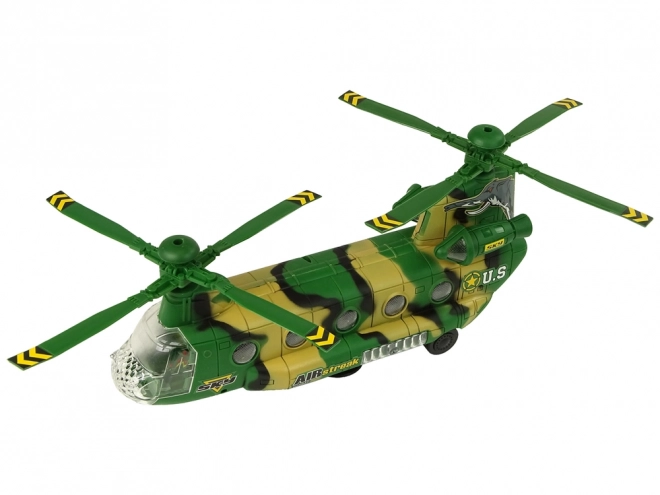Militaire helikopter met LED-lichten en geluiden