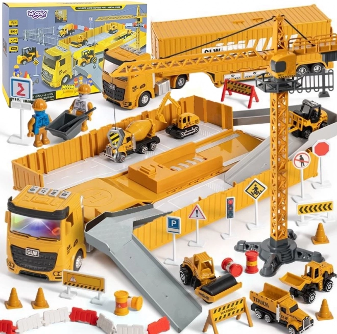 Woopie camion de chantier 6-en-1 avec grue et accessoires