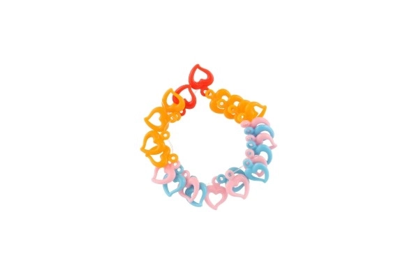Plastic kralen hart, letters met koord 2 soorten in zakje 6,5x11x1cm