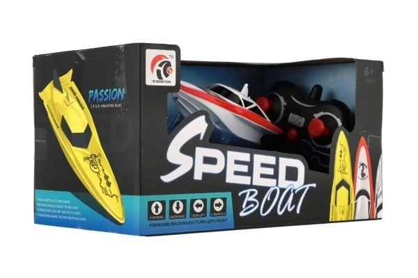 Motorboot/schip in het water RC plastic 19cm op batterijen+oplaadpack+USB 2,4Ghz in doos 26x13x15cm