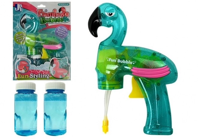 Blaue Flamingo-Seifenblasenpistole