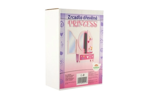 Spiegel sieradendoos Princess 3-delige lade hout 16x25x8cm in doos