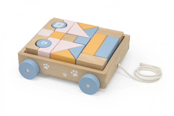 VIGA PolarB chariot en bois à tirer avec blocs 21 pcs