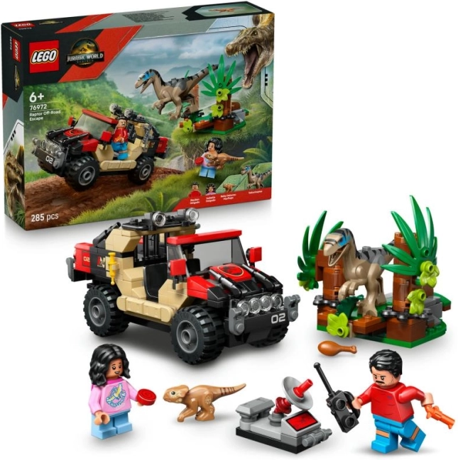 Construction Set LEGO Jurassic World: Off-road Vehicle Escape from Velociraptor