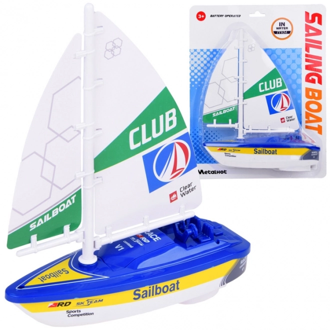 Buntes Wasserboot Segelboot mit Batterien ZA5234 – Blau