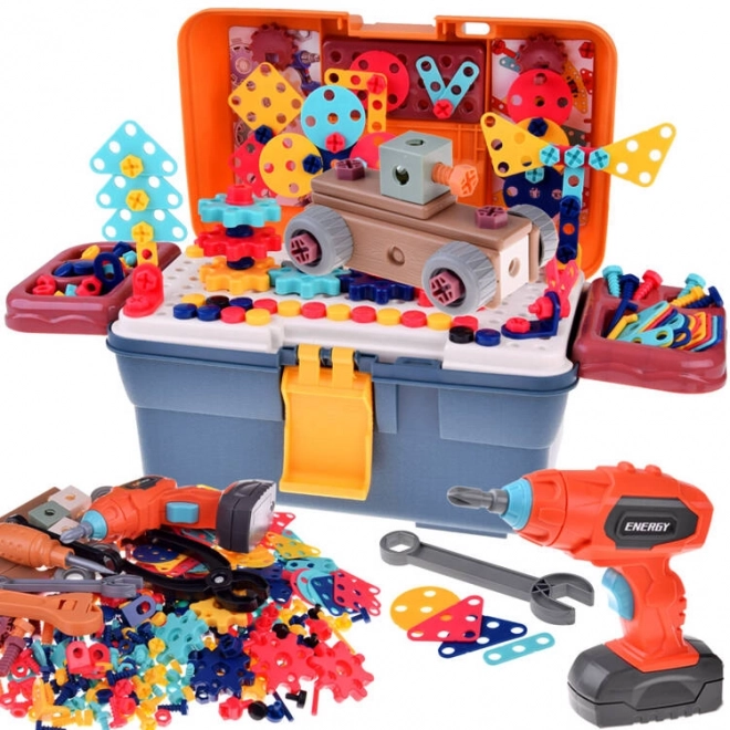 Toolbox Set with Drill and Screws 298 Pieces