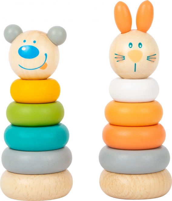 SMALL FOOT pastel stacking tower – wooden bunny and bear set