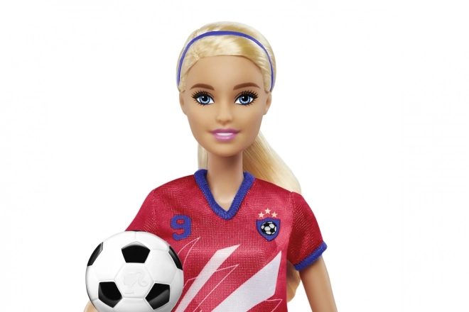 Barbie voetbalpop in rood tenue