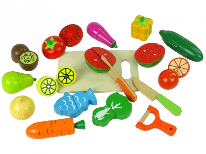 Wooden Fruits and Vegetables in a Magnetic Crate