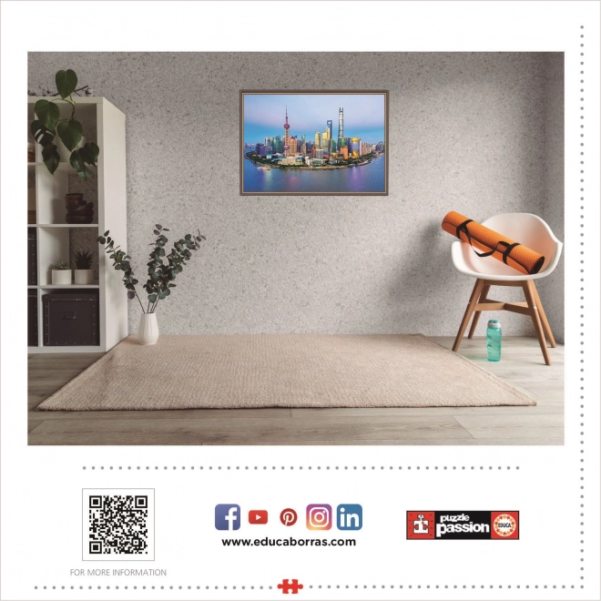 Educa Puzzel Panorama Shanghai bij zonsondergang 1000 stukjes