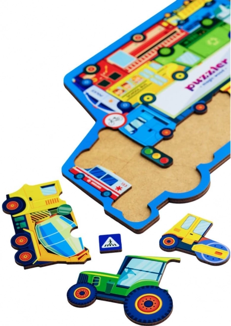 WOODLIKA Houten puzzel Wereld van transportmiddelen 18 stukken