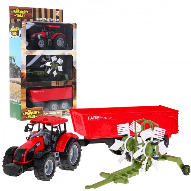 Tractor met hooibak kiepwagen voor kinderen 3+ Beweegbare onderdelen + Wrijvingaandrijving