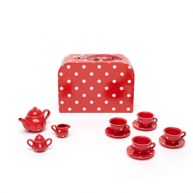 Bigjigs Toys Rode gestippelde theeset