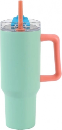 Grote thermobeker met rietje – groen 1200 ml
