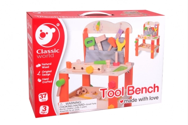 Houten werkbank met gereedschap voor kinderen - 38 stuks