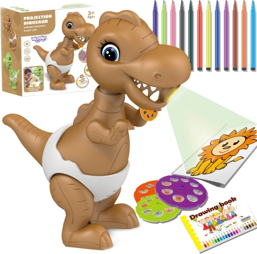 Woopie Dinosaurier-Zeichenprojektor mit Filzstiften