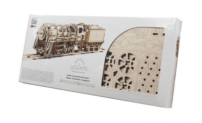 Mechanische houten puzzel UGEARS - Stoomlocomotief met tender