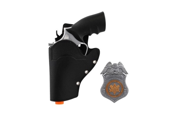 Children's police set: revolver with holster and badge