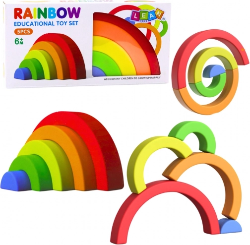 Rainbow sensorimotor soft rubber building set – 5 pieces