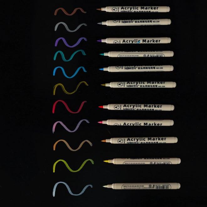 Marqueurs Acryliques Imperméables pour Tissus et Pierres DIY 12 pcs