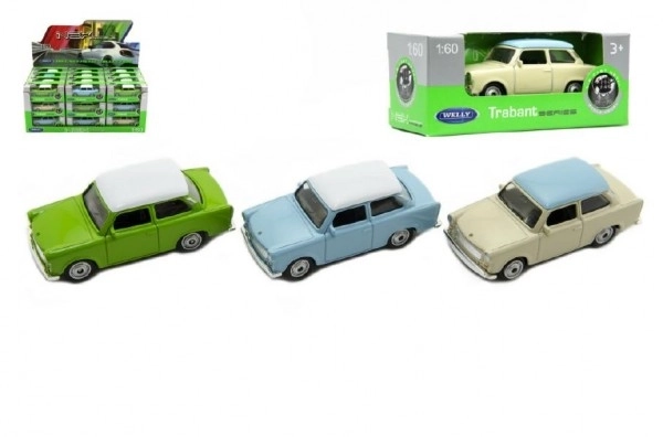 Auto Welly Trabant 1:60 metaal 7cm vrij rollend in doosje