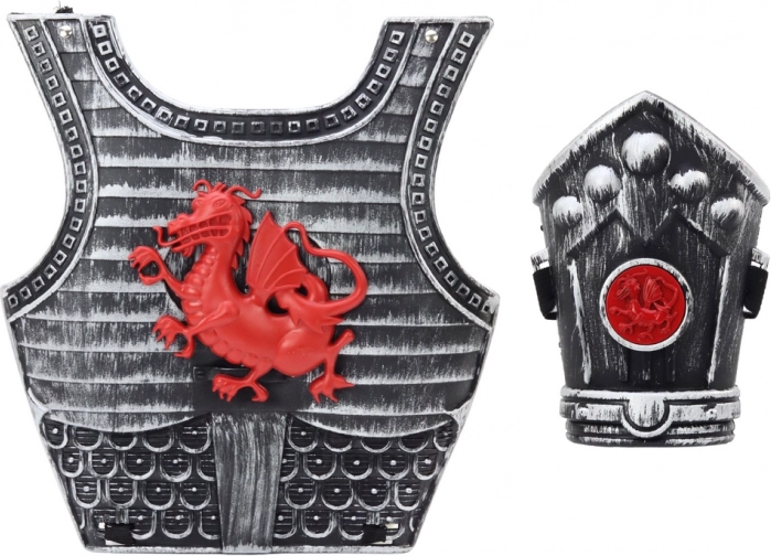 Imposing armor with a dragon emblem