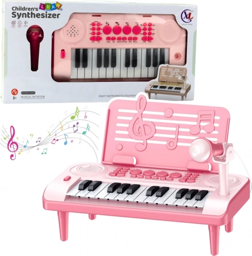 Elektronisch kinderkeyboard met microfoon en muziekstandaard, roze