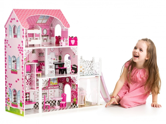 Holzpuppenhaus mit Rutsche