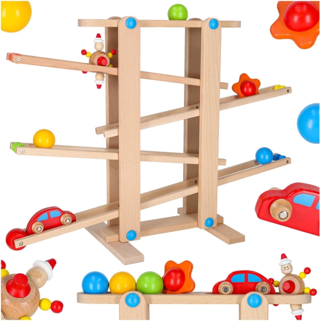 Set de piste à billes en bois Montessori XXL