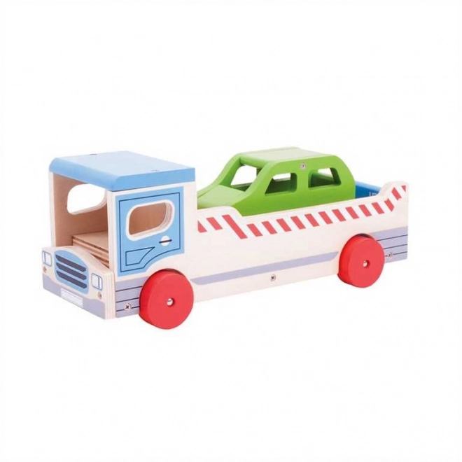 Bigjigs Toys Houten takelwagen met personenauto