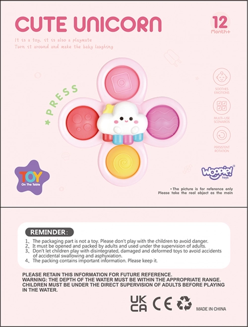 WOOPIE kids cosmic spinner pop-it sensory toy pink, set of 3 pcs