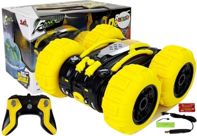 amfibische dubbelzijdige RC-stuntauto 1:24 geel