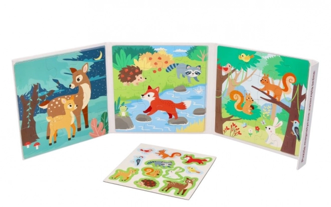 Magnetische puzzelboek - Bosdieren