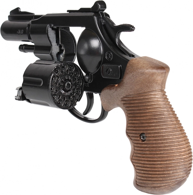 Metalen zwarte politie revolver Gold Collection - 12 schoten