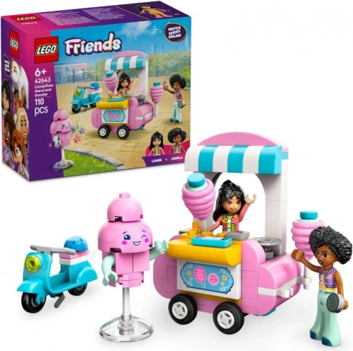 Lego Friends cotton candy stand with scooter