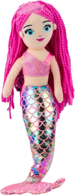 Pluchen zeemeermin pop met holografische staart roze 48 cm