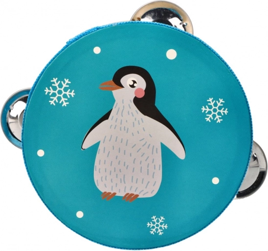 Tamboerijn met pinguïn voor kinderen 13 cm