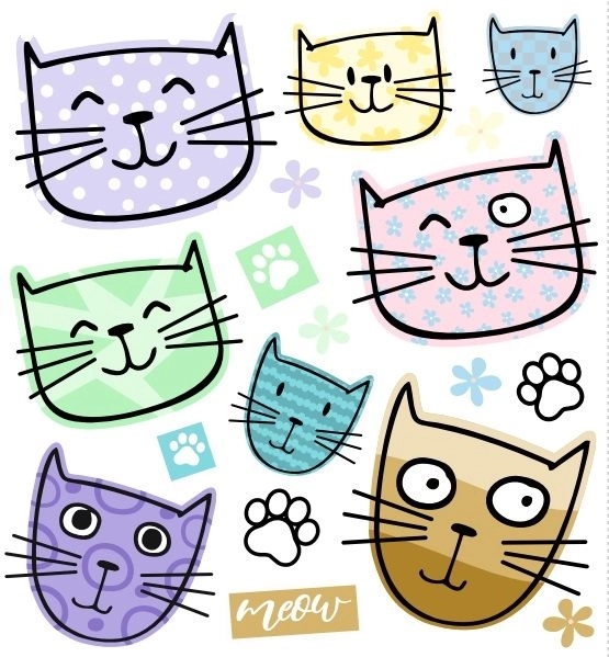 Strijkapplicaties Meow kleine vel