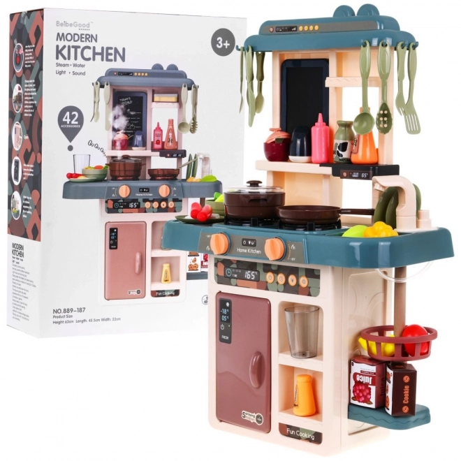 Moderne kinderkeuken met stromend water en 42 accessoires