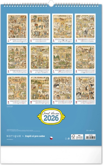 Wall Calendar Josef Lada 2026