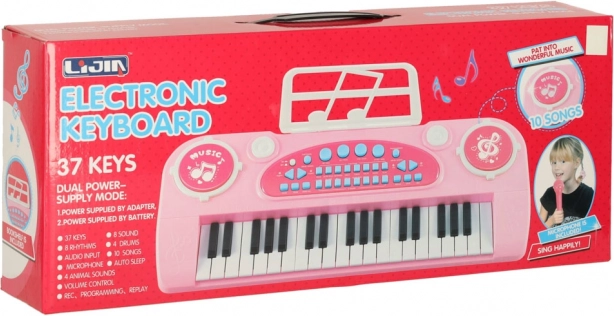Interactief kinderpiano met microfoon 37 toetsen roze