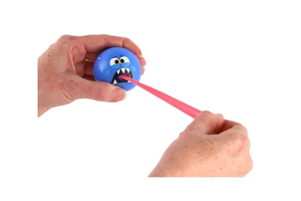 Bal met smiley en tong rubber 5cm op batterijen met licht 5 kleuren 12st in doos