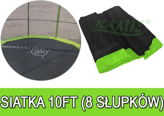 Filet de protection pour trampoline 305 cm (10 ft), 8 gaines, vert SkyRamiz