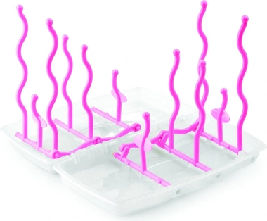Opvouwbaar afdruiprek voor babyflessen Nuvita – roze