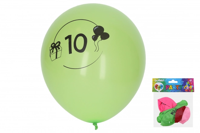 Opblaasbare ballon 30 cm met nummer 10 - set van 5 stuks